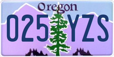 OR license plate 025YZS