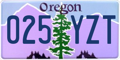 OR license plate 025YZT