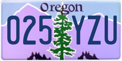 OR license plate 025YZU