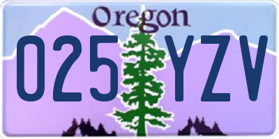 OR license plate 025YZV