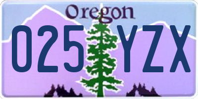 OR license plate 025YZX