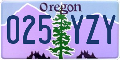 OR license plate 025YZY