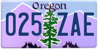 OR license plate 025ZAE