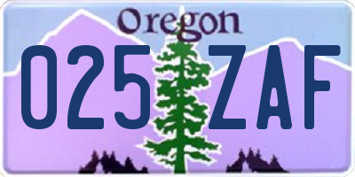 OR license plate 025ZAF