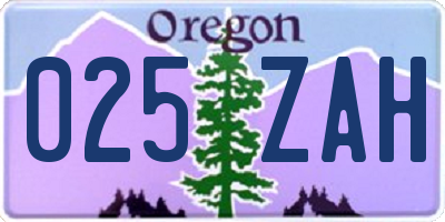 OR license plate 025ZAH