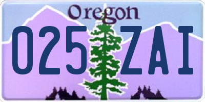 OR license plate 025ZAI