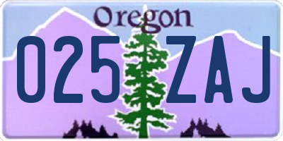 OR license plate 025ZAJ