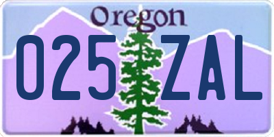 OR license plate 025ZAL