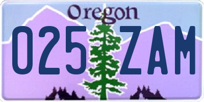 OR license plate 025ZAM