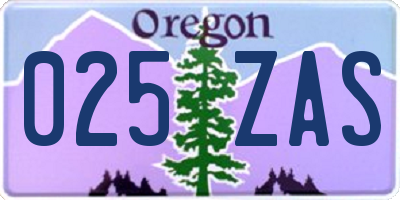 OR license plate 025ZAS