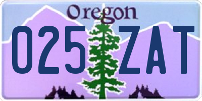 OR license plate 025ZAT
