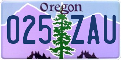 OR license plate 025ZAU
