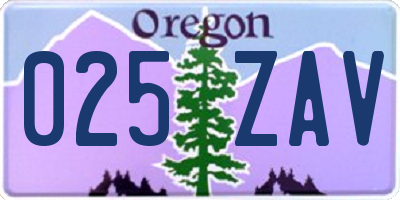OR license plate 025ZAV