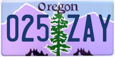 OR license plate 025ZAY