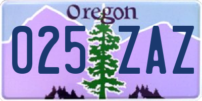 OR license plate 025ZAZ