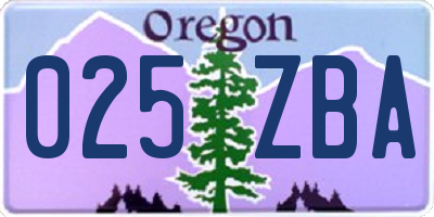 OR license plate 025ZBA