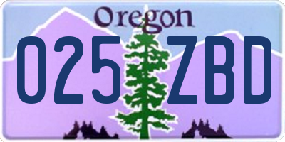 OR license plate 025ZBD