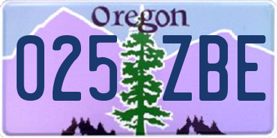 OR license plate 025ZBE