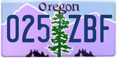 OR license plate 025ZBF