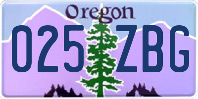 OR license plate 025ZBG