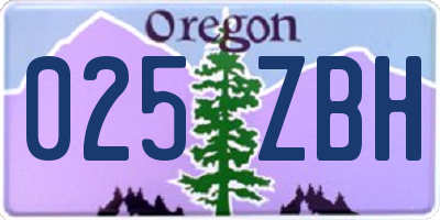 OR license plate 025ZBH