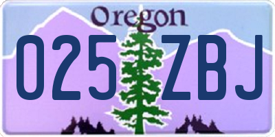 OR license plate 025ZBJ