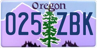 OR license plate 025ZBK