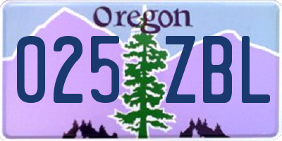 OR license plate 025ZBL