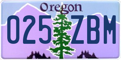 OR license plate 025ZBM