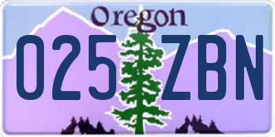 OR license plate 025ZBN