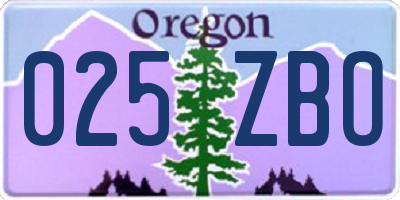 OR license plate 025ZBO