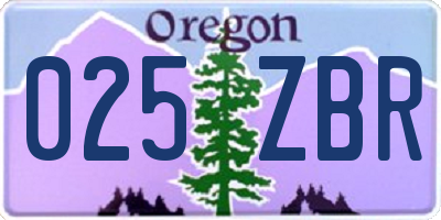 OR license plate 025ZBR