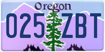 OR license plate 025ZBT