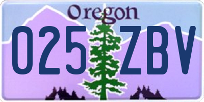 OR license plate 025ZBV