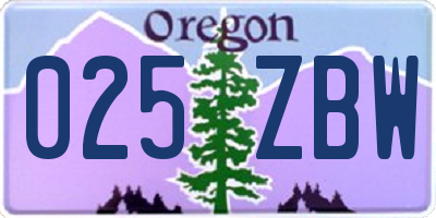 OR license plate 025ZBW