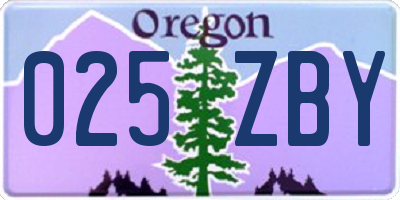 OR license plate 025ZBY