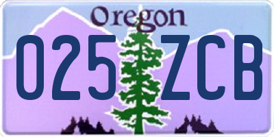 OR license plate 025ZCB