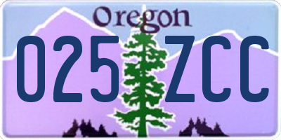 OR license plate 025ZCC