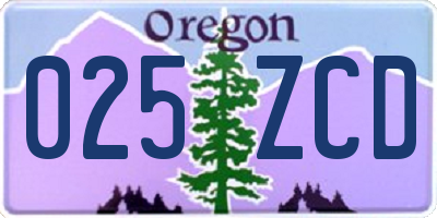 OR license plate 025ZCD
