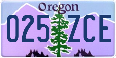 OR license plate 025ZCE