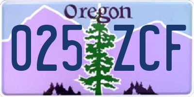 OR license plate 025ZCF