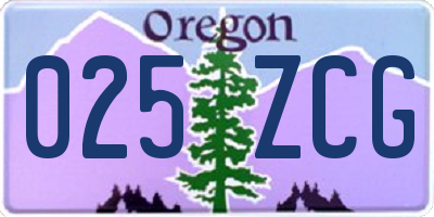 OR license plate 025ZCG