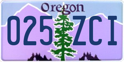 OR license plate 025ZCI
