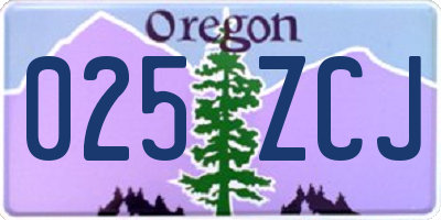 OR license plate 025ZCJ