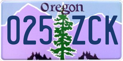 OR license plate 025ZCK