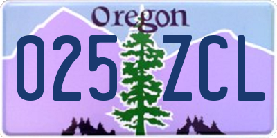 OR license plate 025ZCL