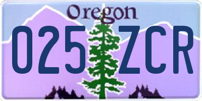 OR license plate 025ZCR
