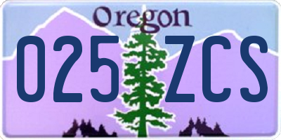 OR license plate 025ZCS