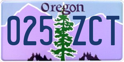 OR license plate 025ZCT