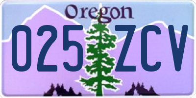 OR license plate 025ZCV